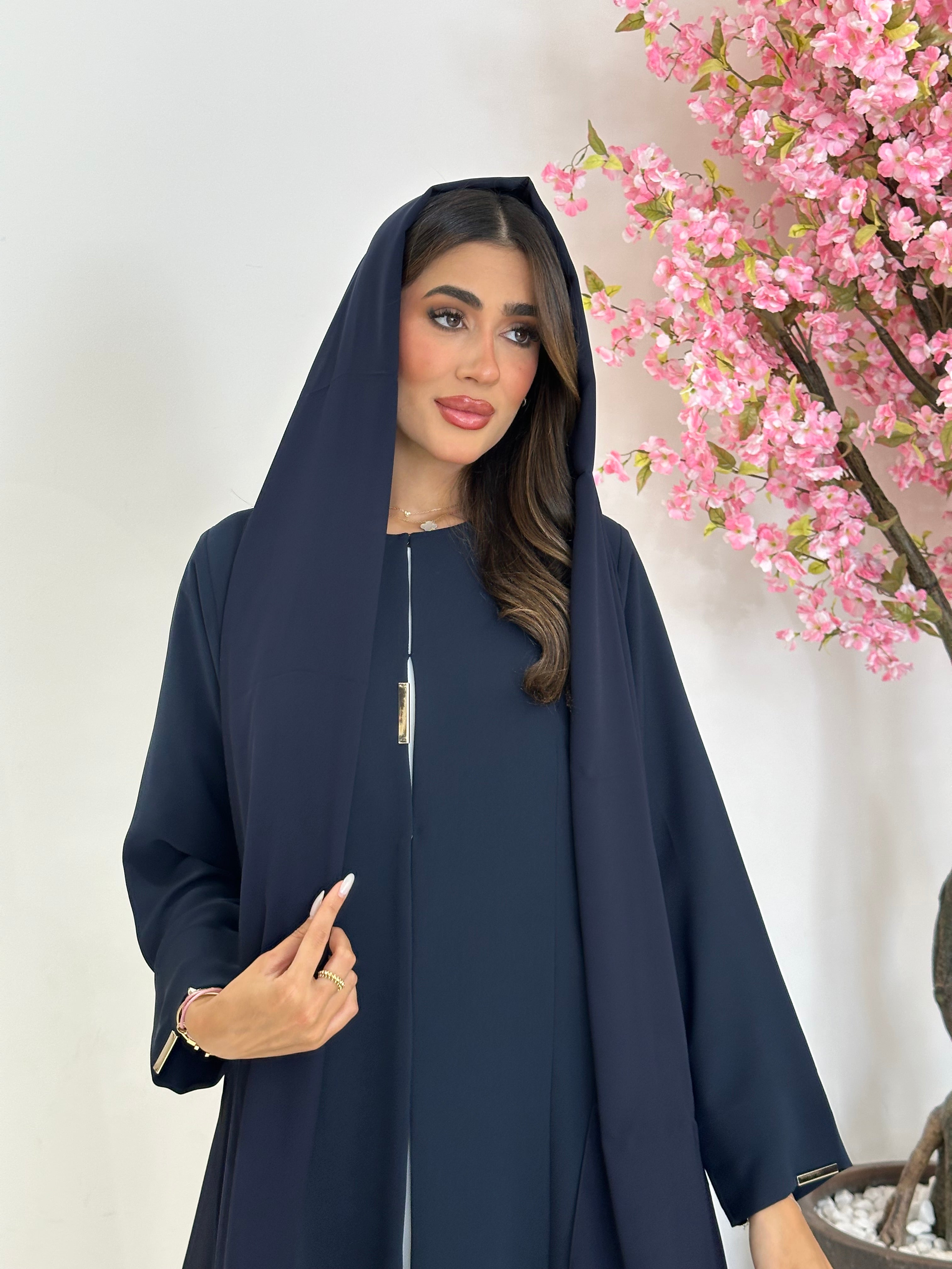 C 1229-01 Navy Blue Abaya
