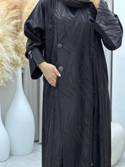 C 0482 Dark Brown Overlap Coat Abaya