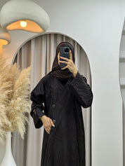 C 0482 Dark Brown Overlap Coat Abaya
