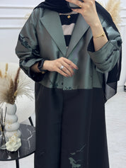 C 1090-02 Turquoise Printed Coat Abaya