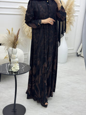 C 1089-02 Brown Printed Abaya