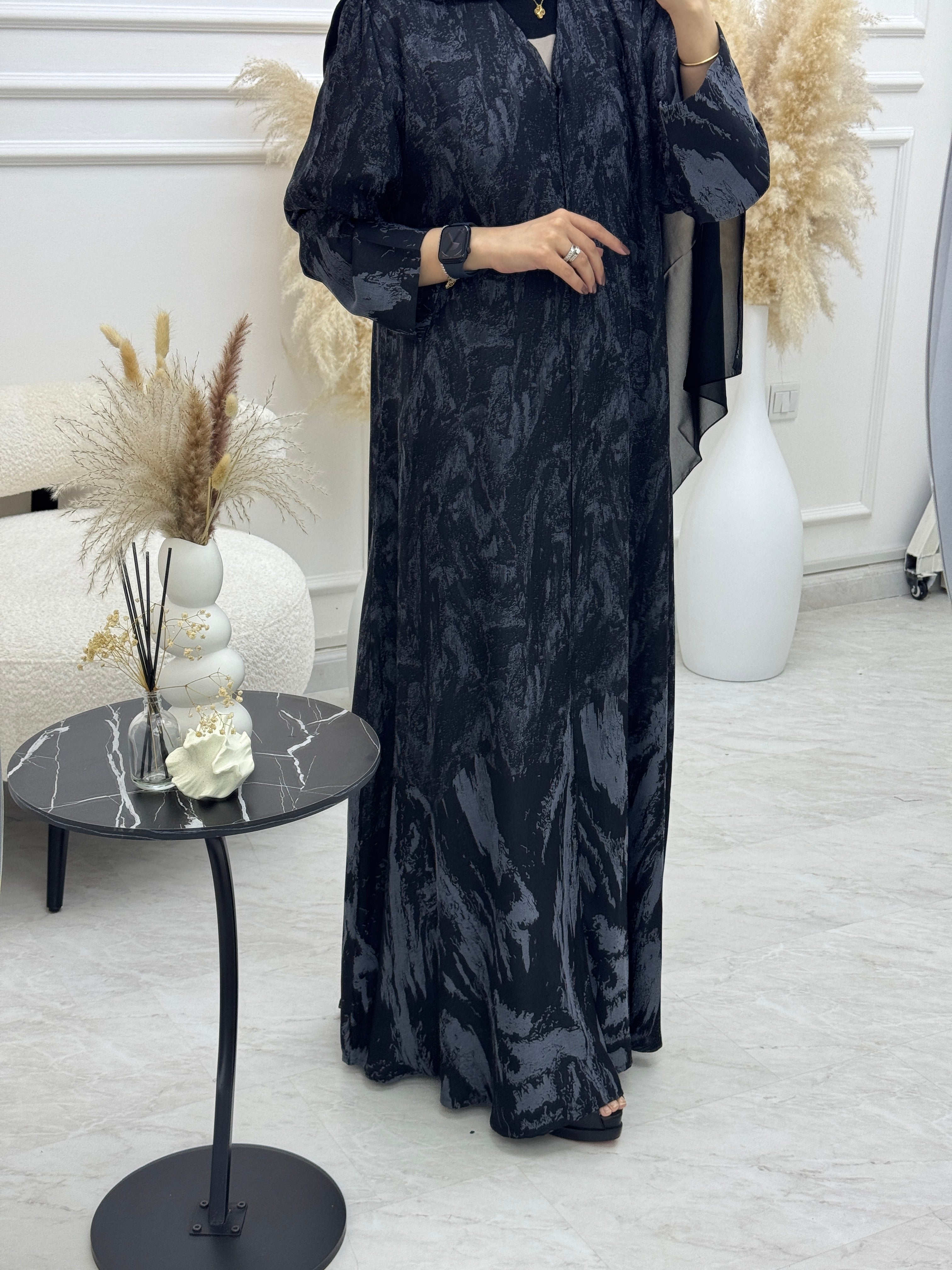 عباية رمادية مطبوعة C 1089-03