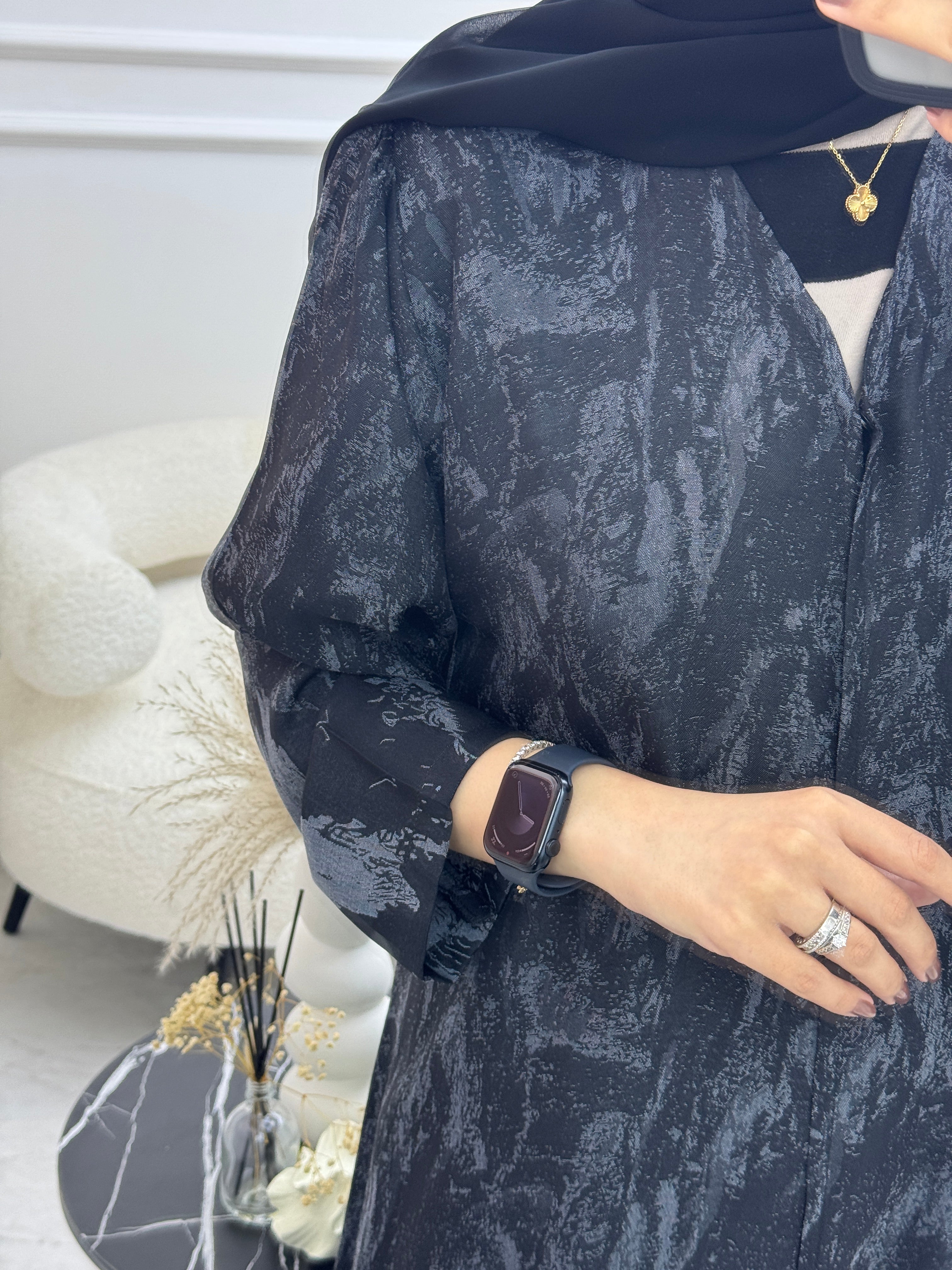 عباية رمادية مطبوعة C 1089-03