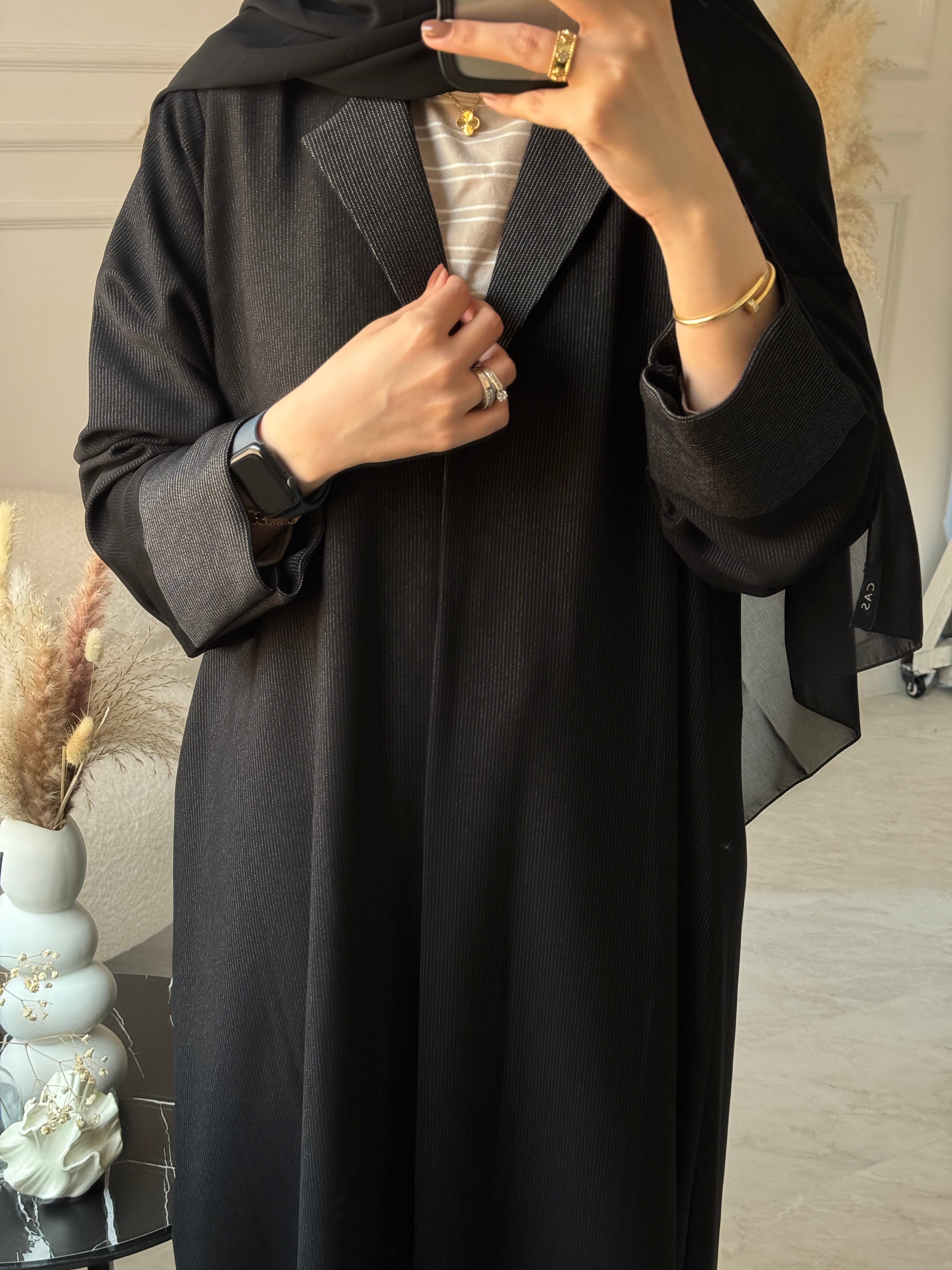 C 1074 Black Coat Abaya