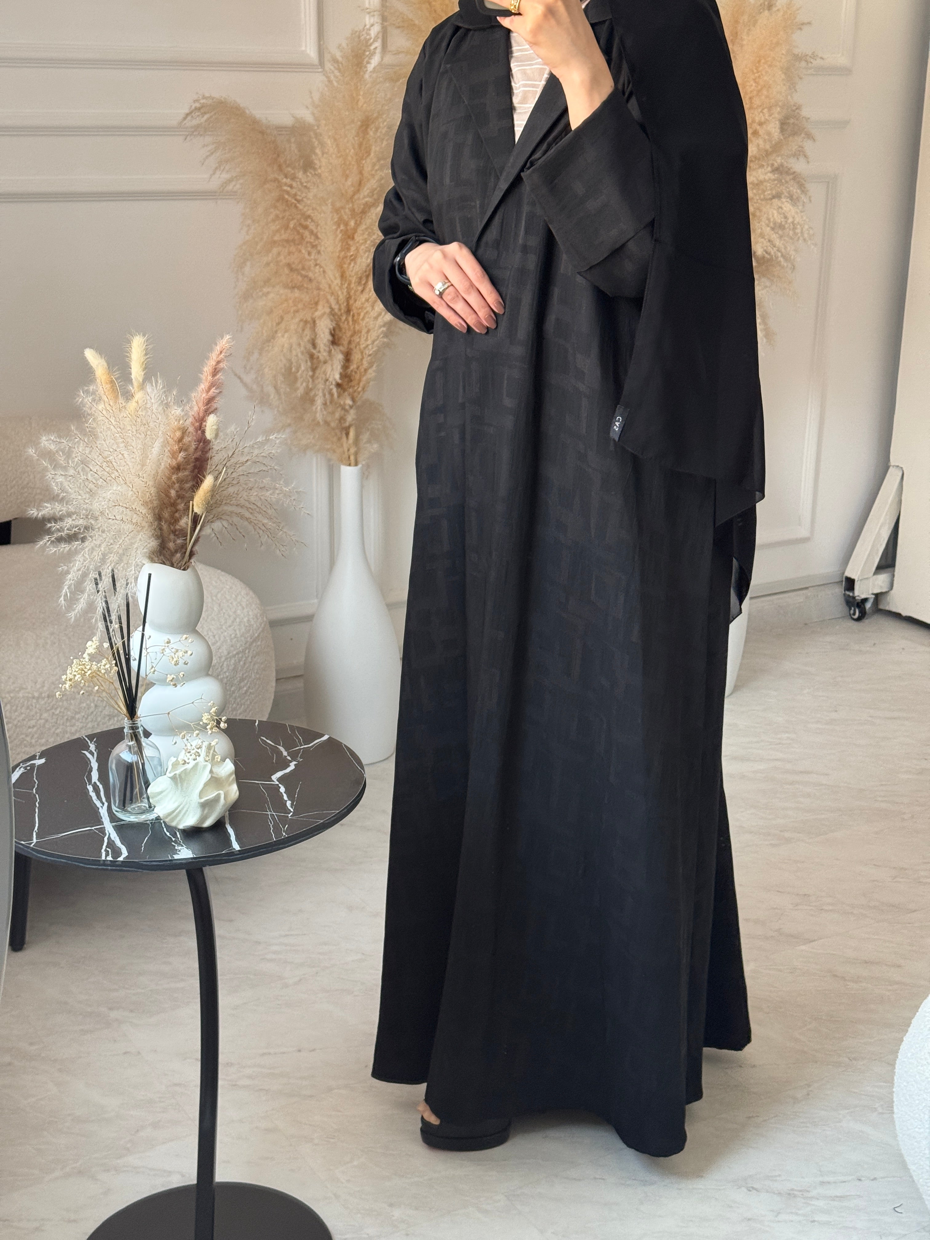 C 1075 Black Coat Abaya