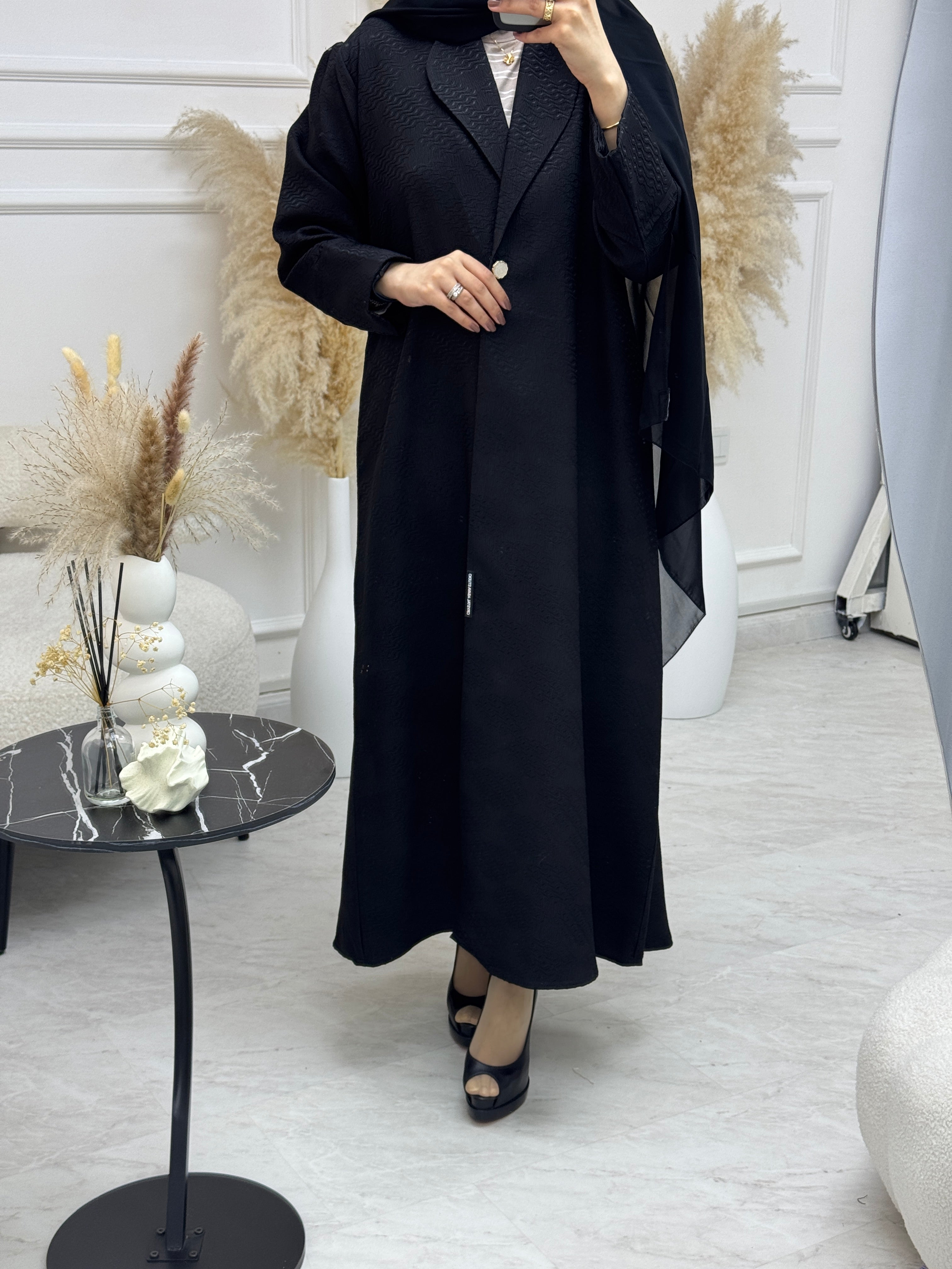C 1077 Black Coat Abaya