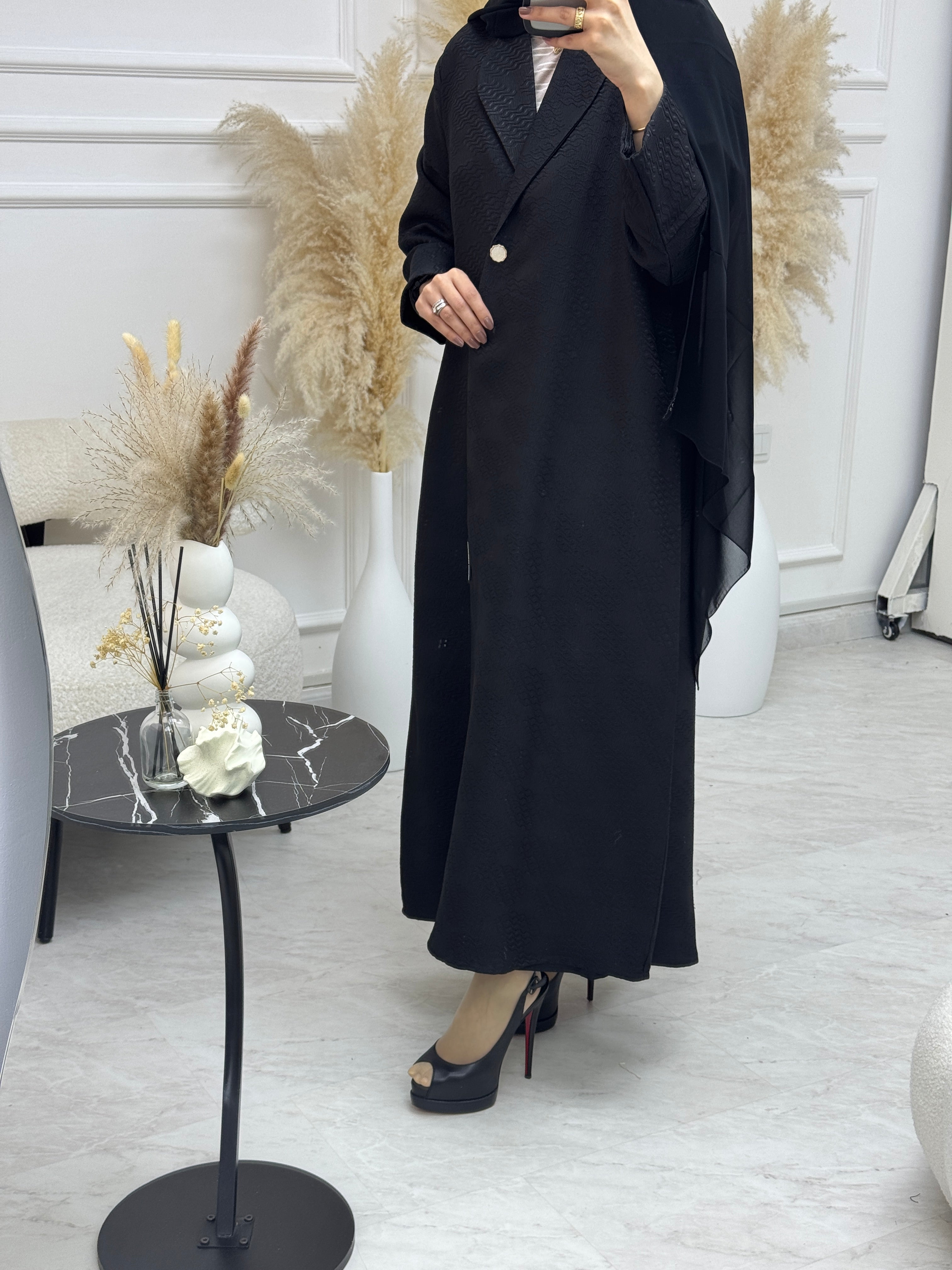 C 1077 Black Coat Abaya