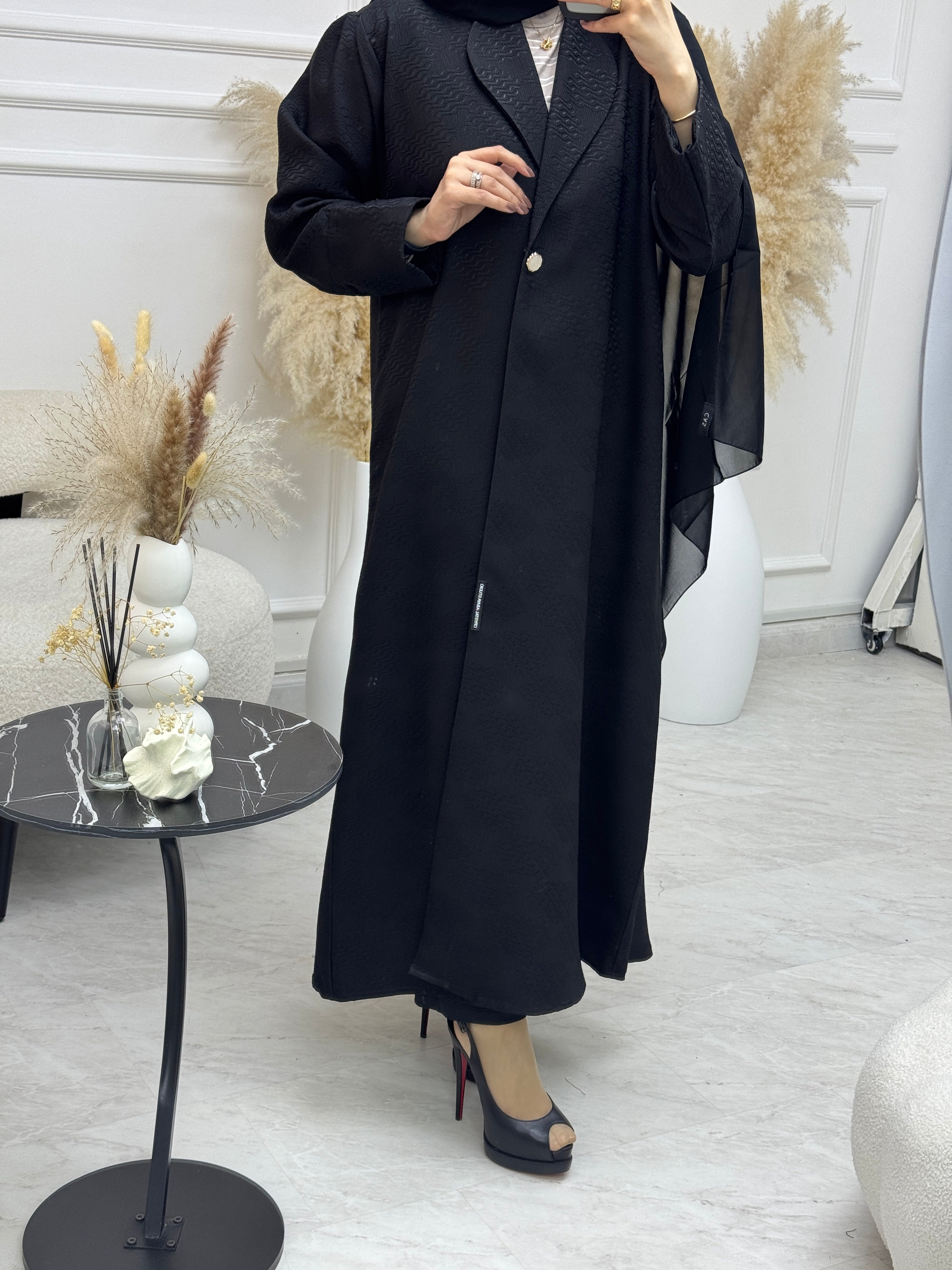 C 1077 Black Coat Abaya
