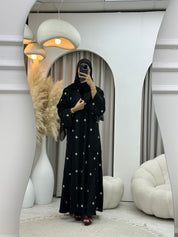 C 0486 Black Floral Work Abaya