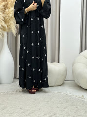 C 0486 Black Floral Work Abaya
