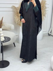 C 1079 Black Green Coat Abaya