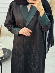 C 1079 Black Green Coat Abaya