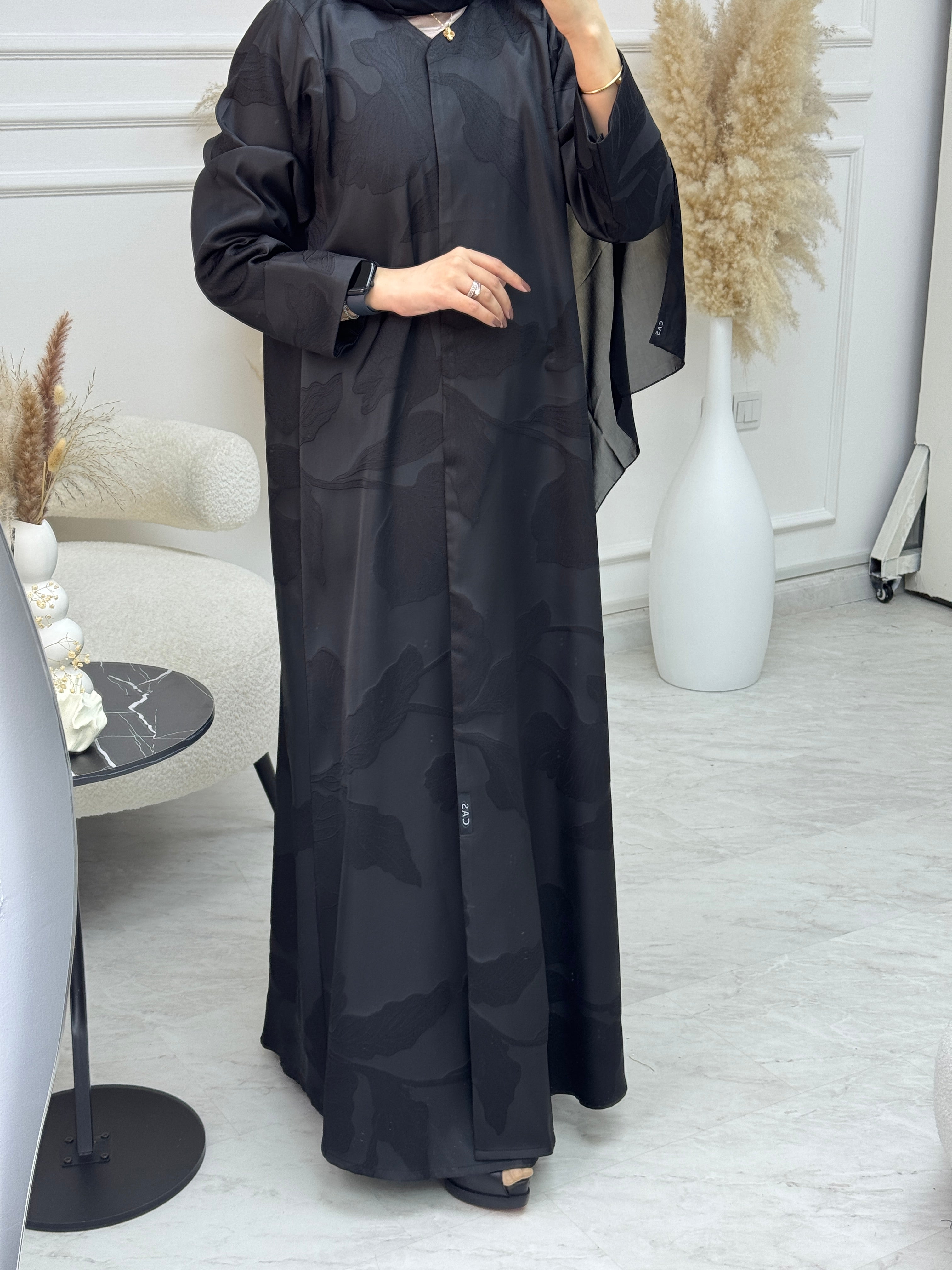 C 1080 Black Printed Abaya