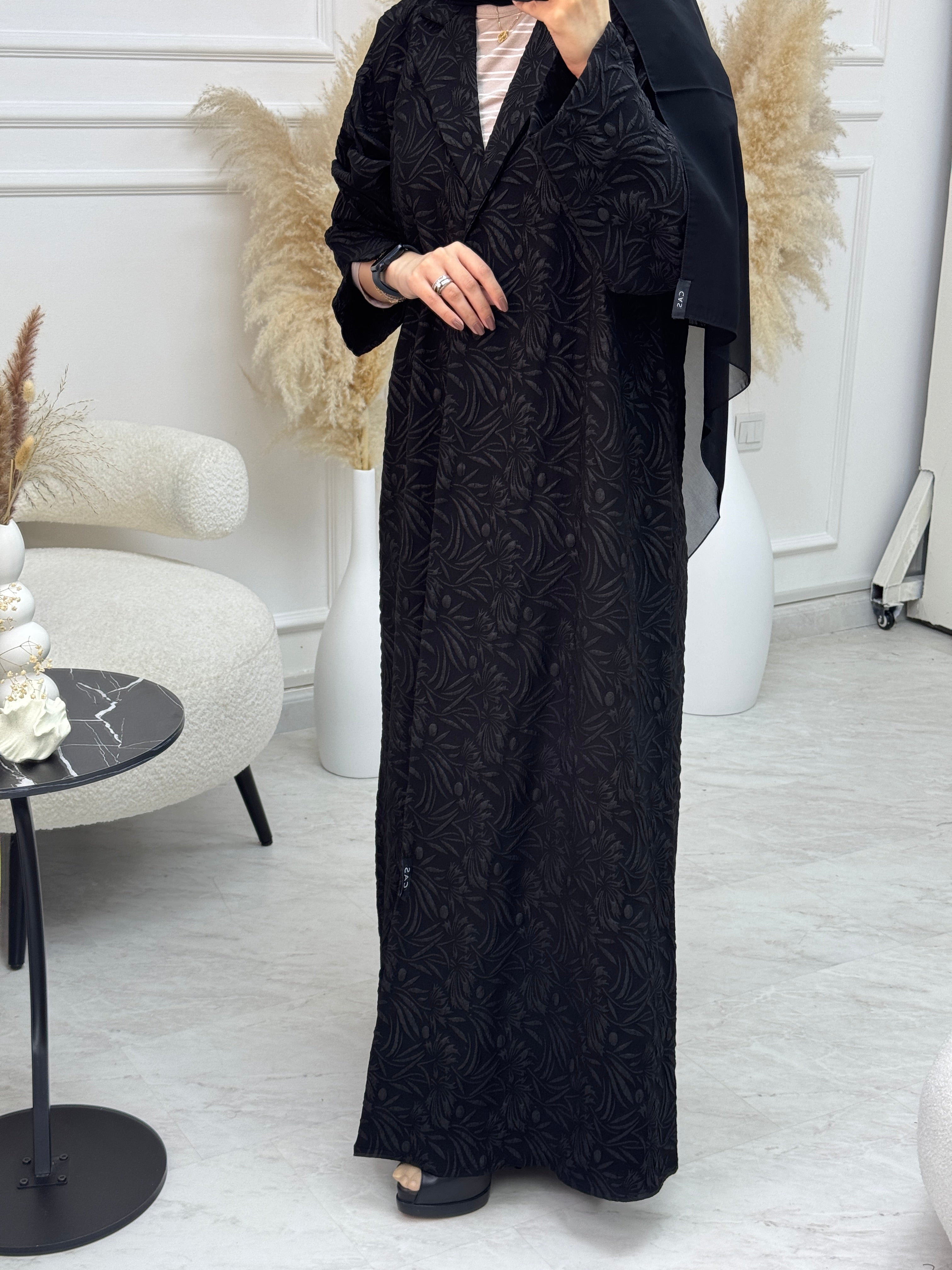 C 1081 Black Printed Abaya