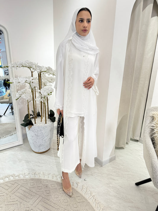 C White Lace Nada Eid Abaya