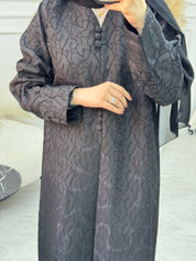C 1082 Black Printed Abaya