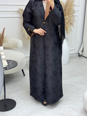 C 1083 Black Coat Printed Abaya