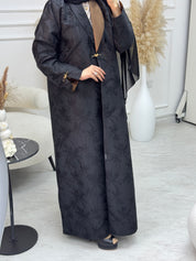 C 1083 Black Coat Printed Abaya