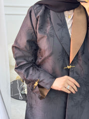 C 1083 Black Coat Printed Abaya