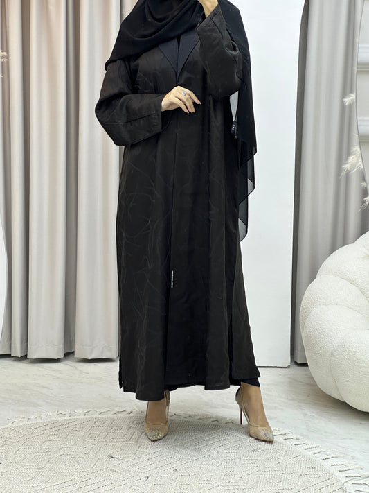 C RTW Paint Stroke Winter Black Coat Abaya