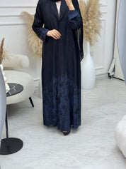 C 1085-02 Blue Black Printed Abaya