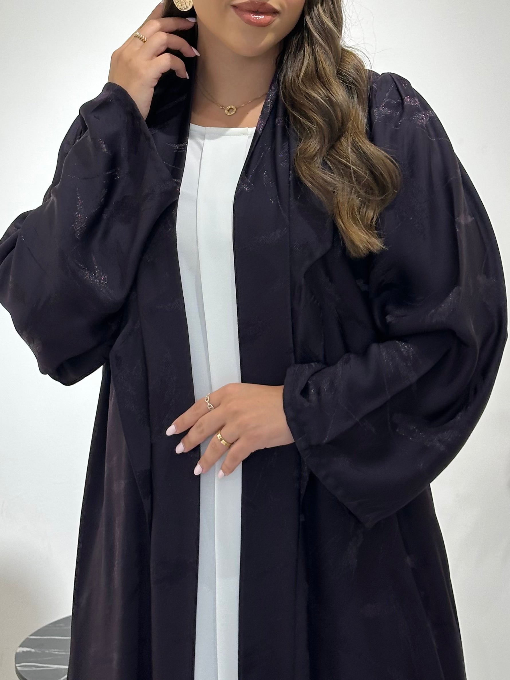 C 1449-01 Purple Printed Abaya