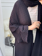 C 1087 Black Pleated Abaya