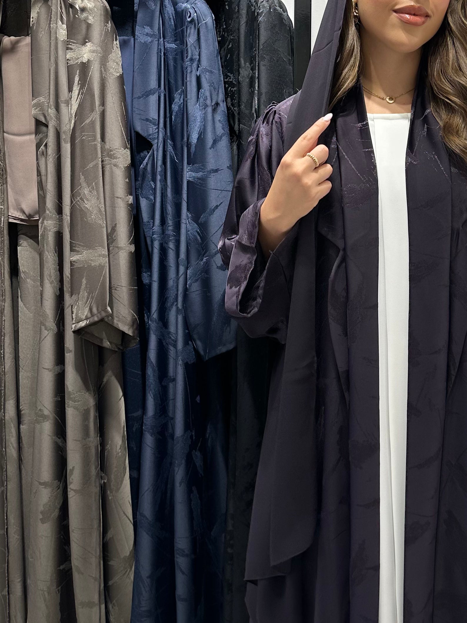 C 1449-01 Purple Printed Abaya