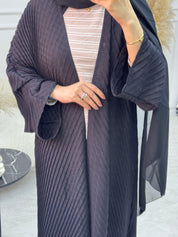 C 1087 Black Pleated Abaya
