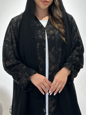 عباية مطبوعة بنقشة زنبق أسود C 1254