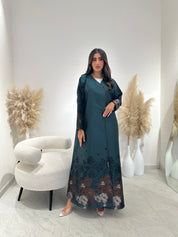 C 1255-01 Emerald Blossom Printed Abaya