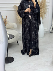 C 1094 Black Printed Abaya