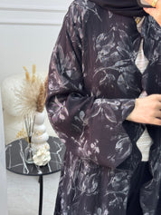 C 1094 Black Printed Abaya
