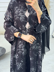 C 1094 Black Printed Abaya