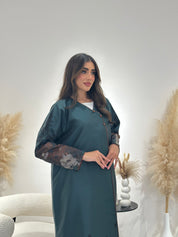 C 1255-01 Emerald Blossom Printed Abaya