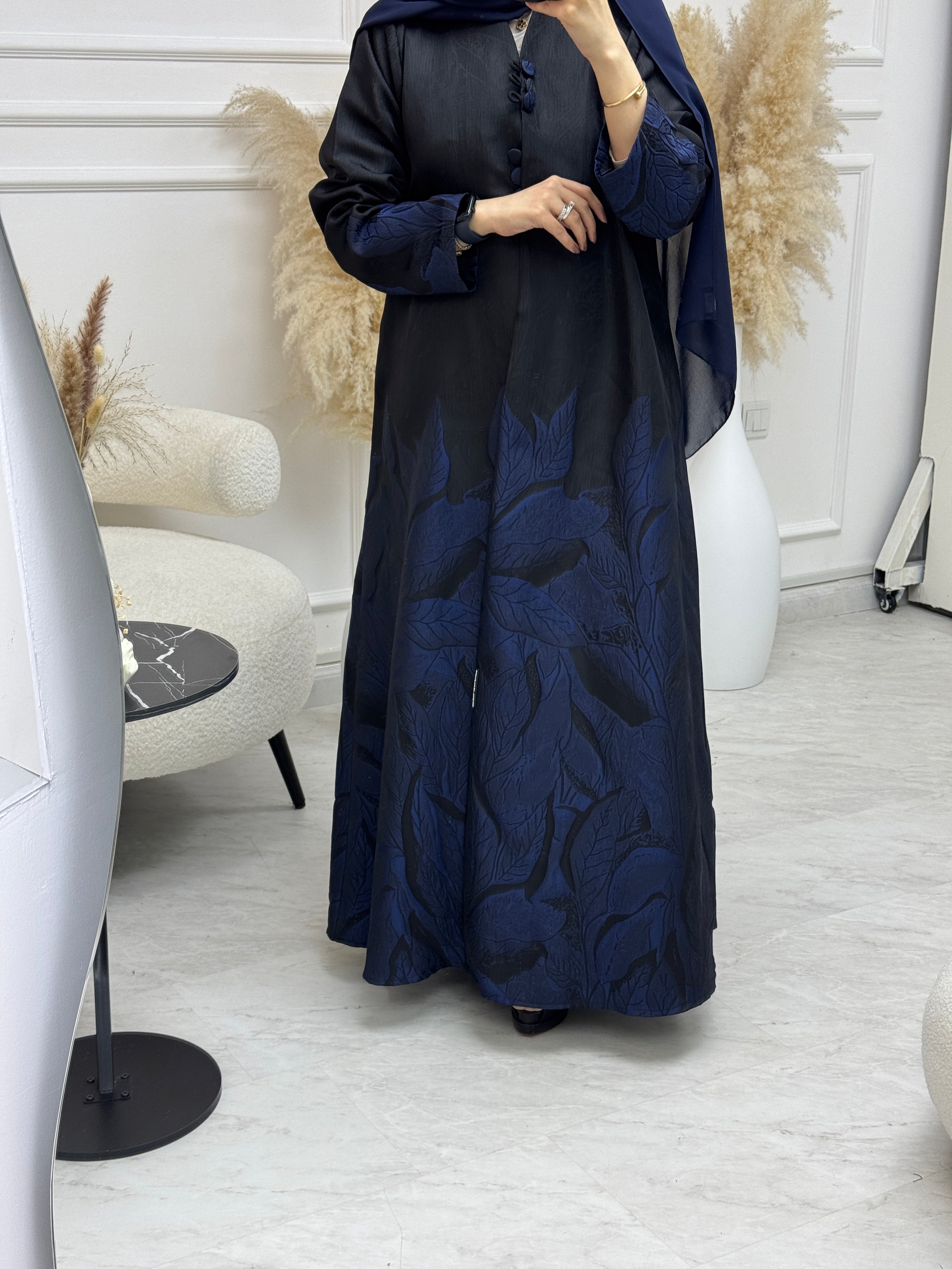 C 1095-02 Blue Printed Abaya
