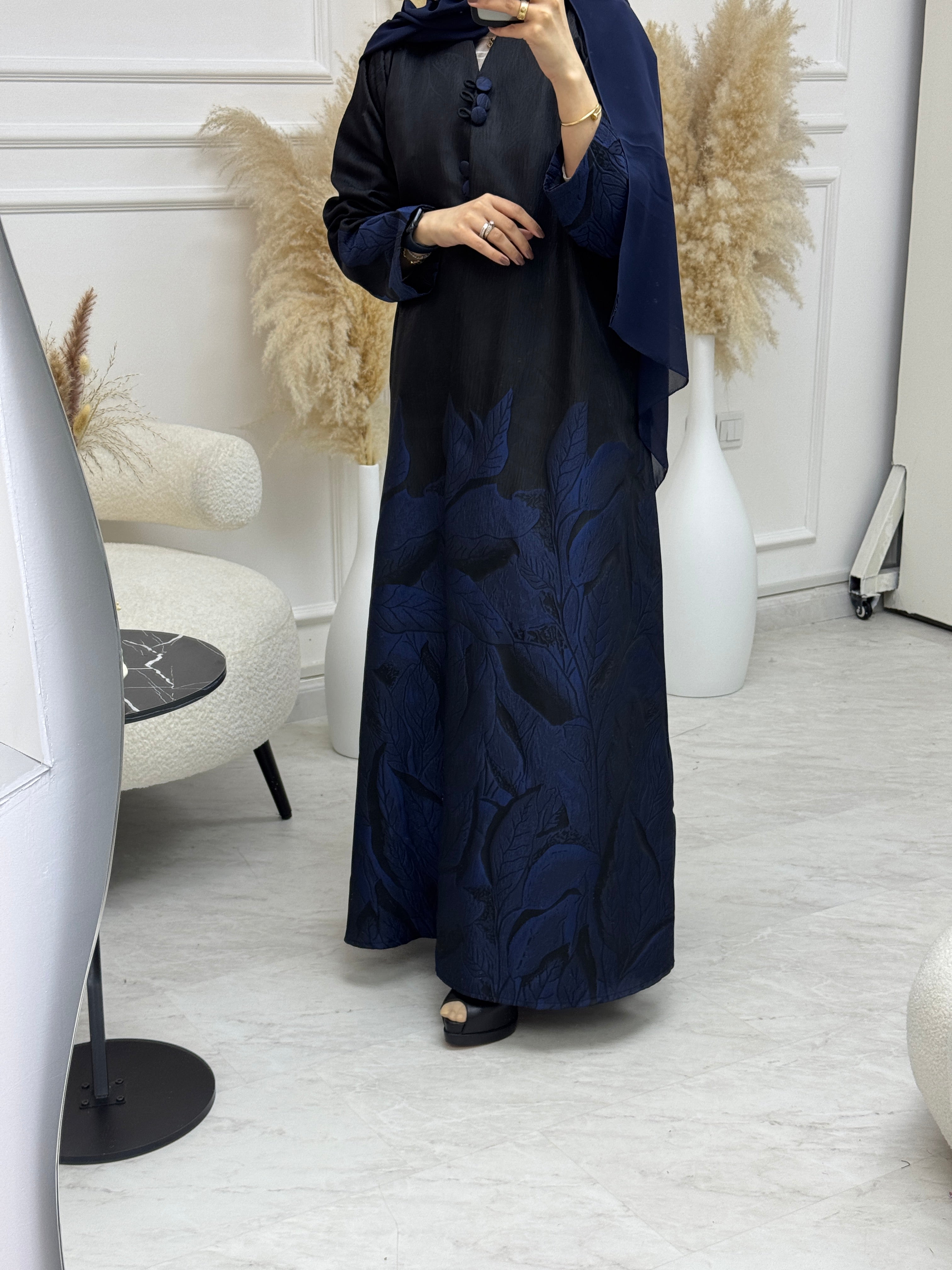 C 1095-02 Blue Printed Abaya