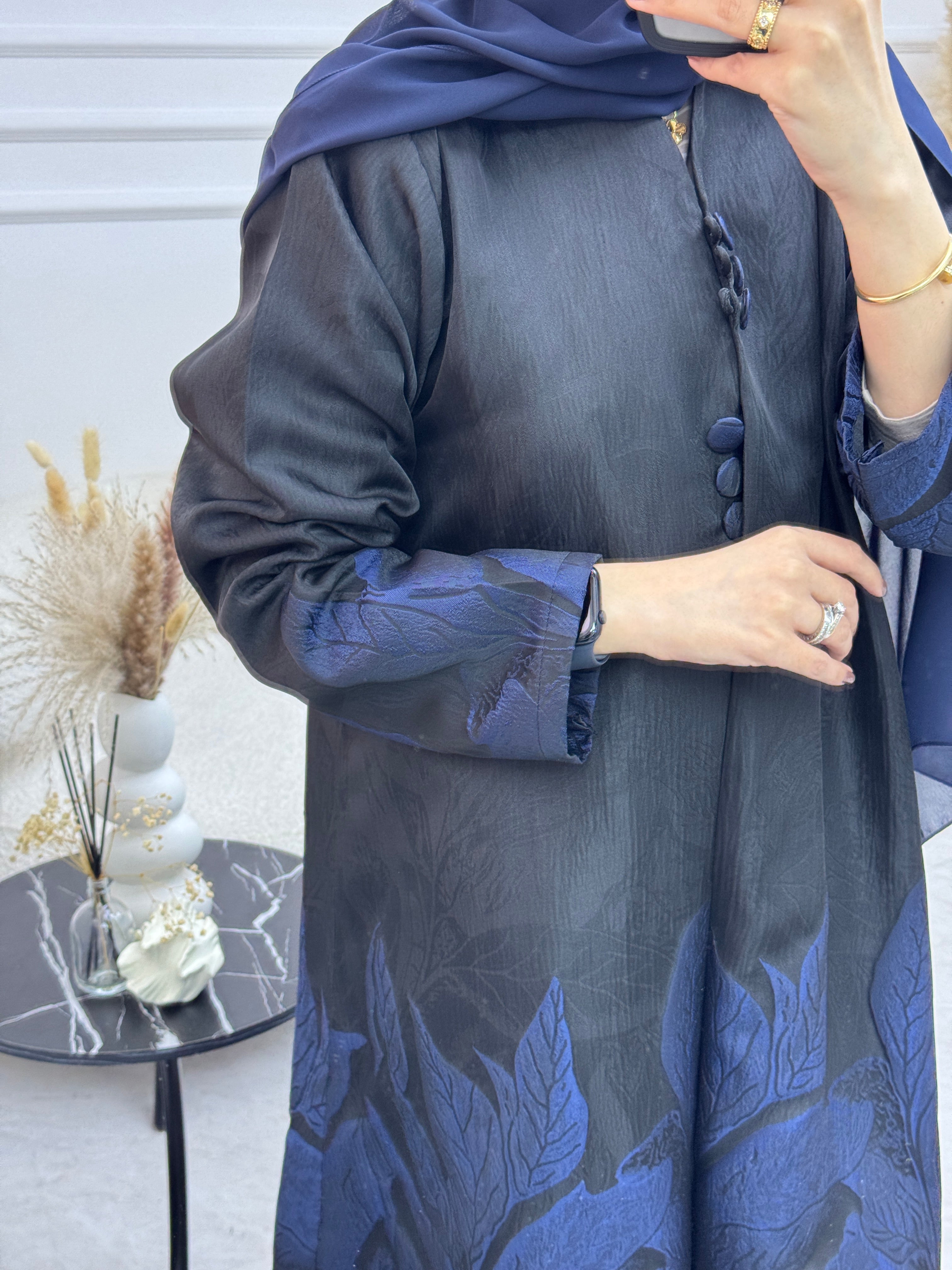 C 1095-02 Blue Printed Abaya