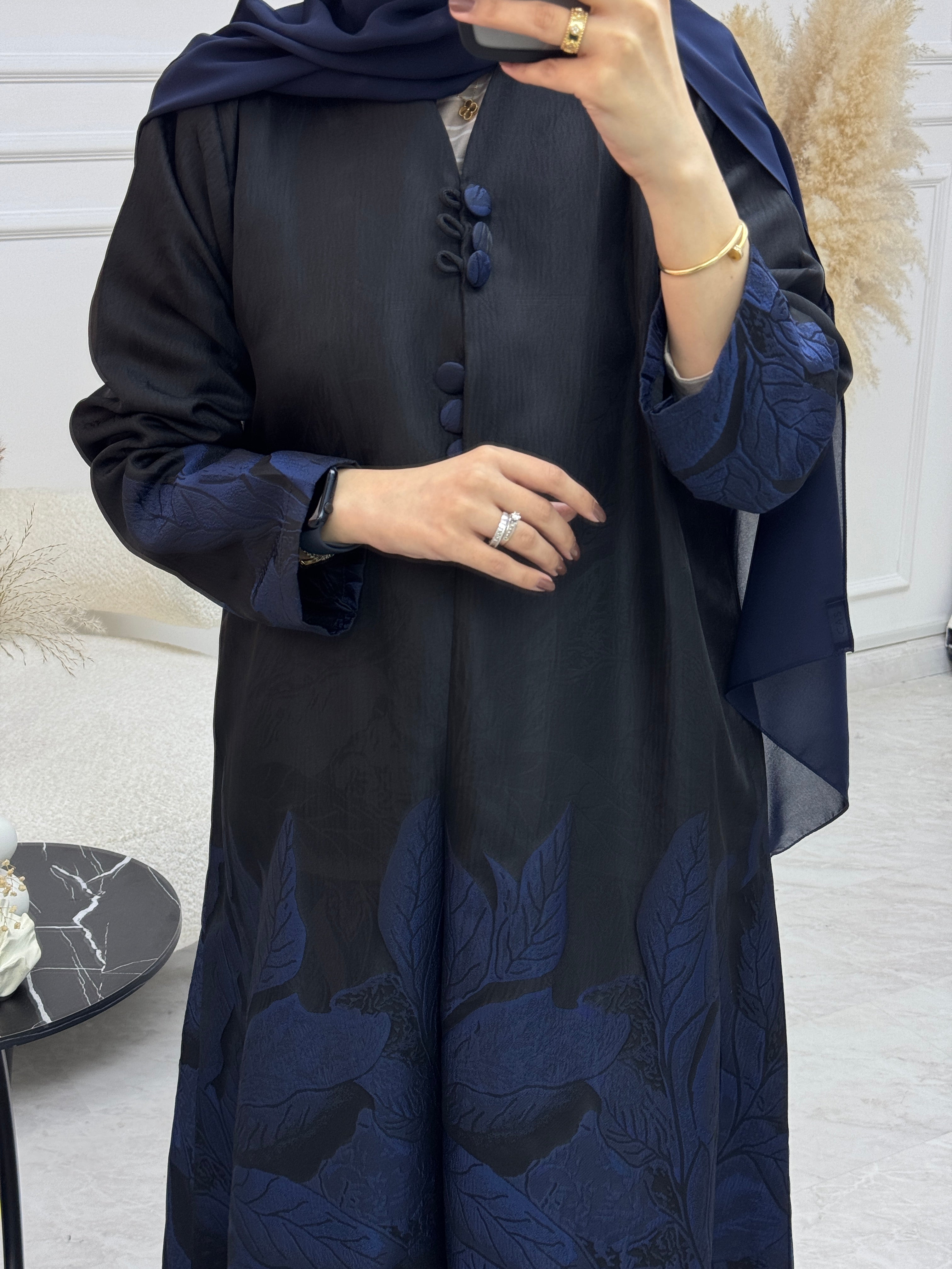 C 1095-02 Blue Printed Abaya