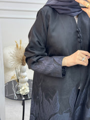 C 1095-03 Navy Blue Printed Abaya