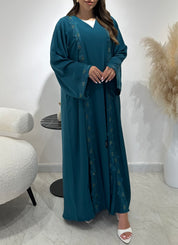 C 1442  Teal Beaded Lace Abaya