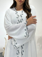 C 1439 White Floral Lace Abaya