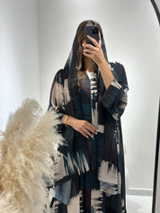 C 1438 Green Blend Printed Abaya