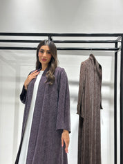C 1261-01 Plum Patterned Printed Abaya