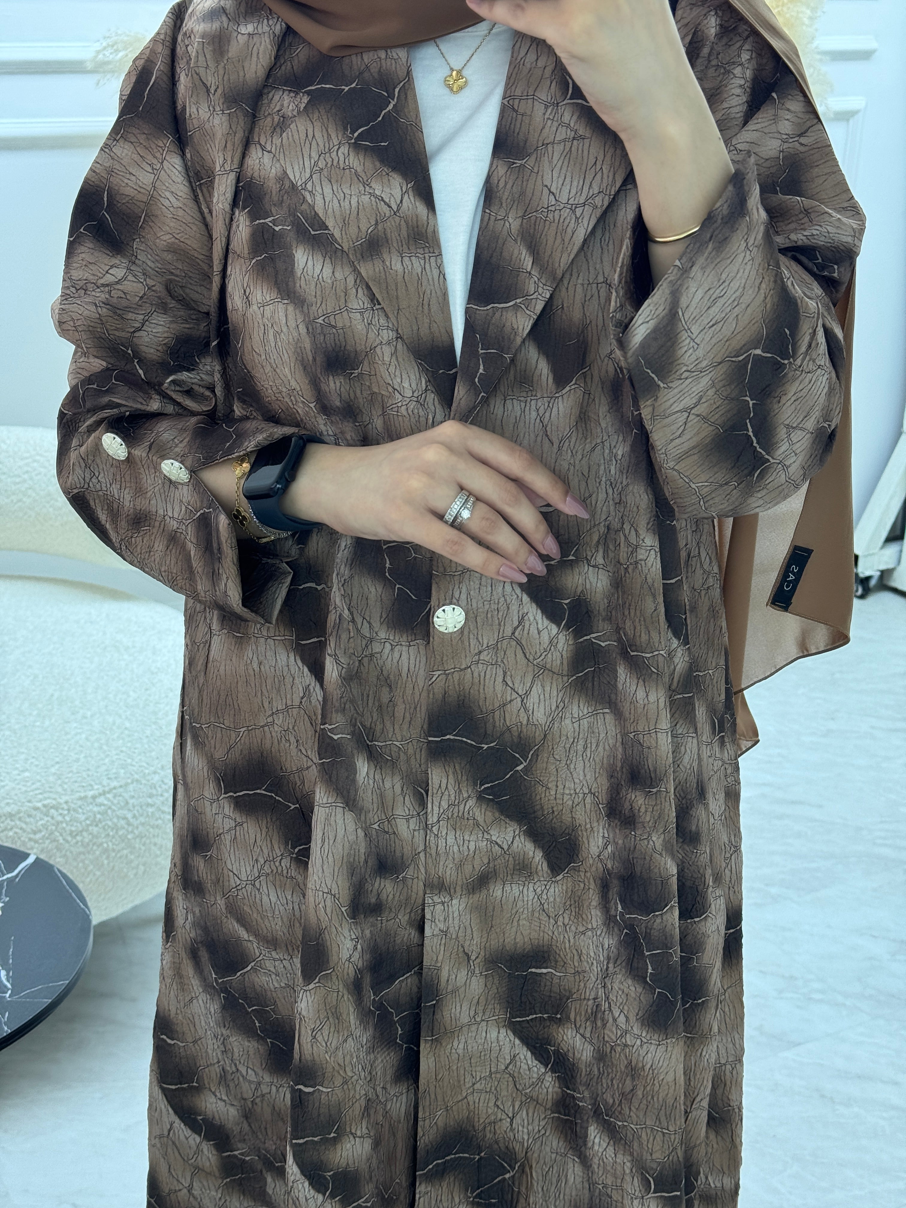C 1103-01 Brown Coat Abaya