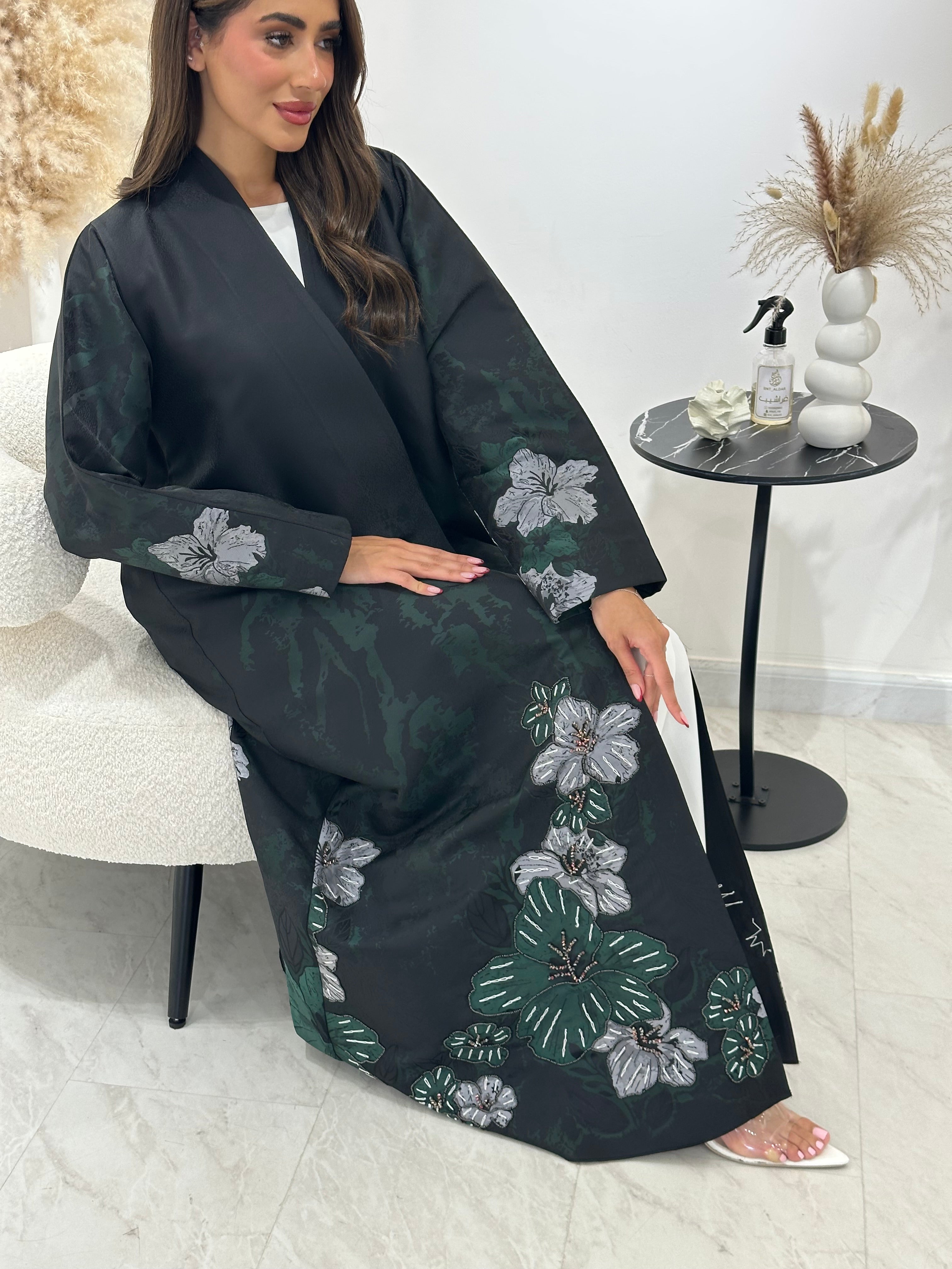 C 1263-01 Black Printed Abaya