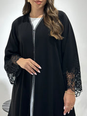 C 1431 Black Crystal Dantel Abaya