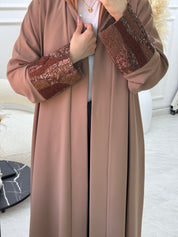 C 0875-04 عباءة العيد بنية اللون