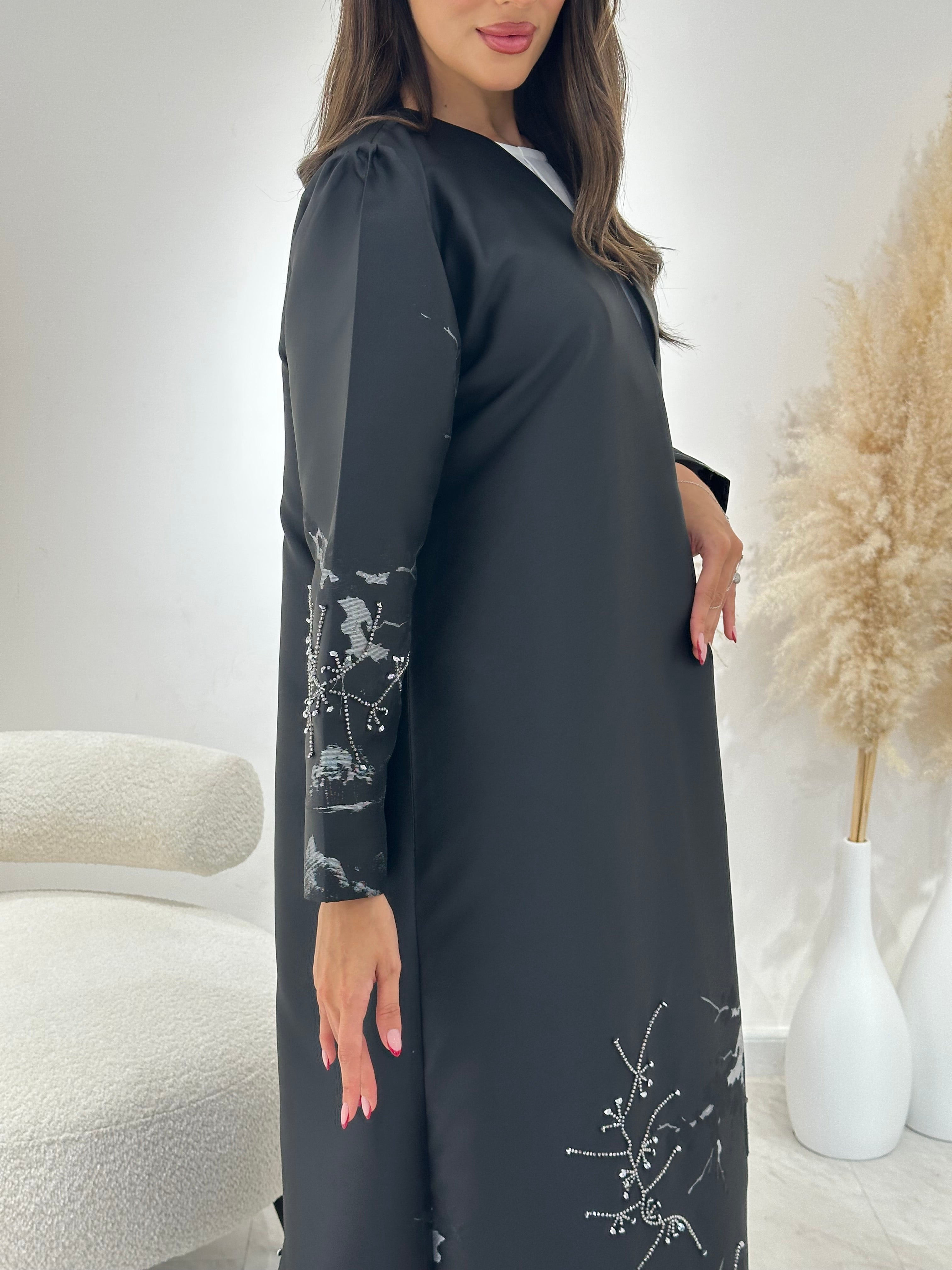 C 1260 Black Beaded Abaya