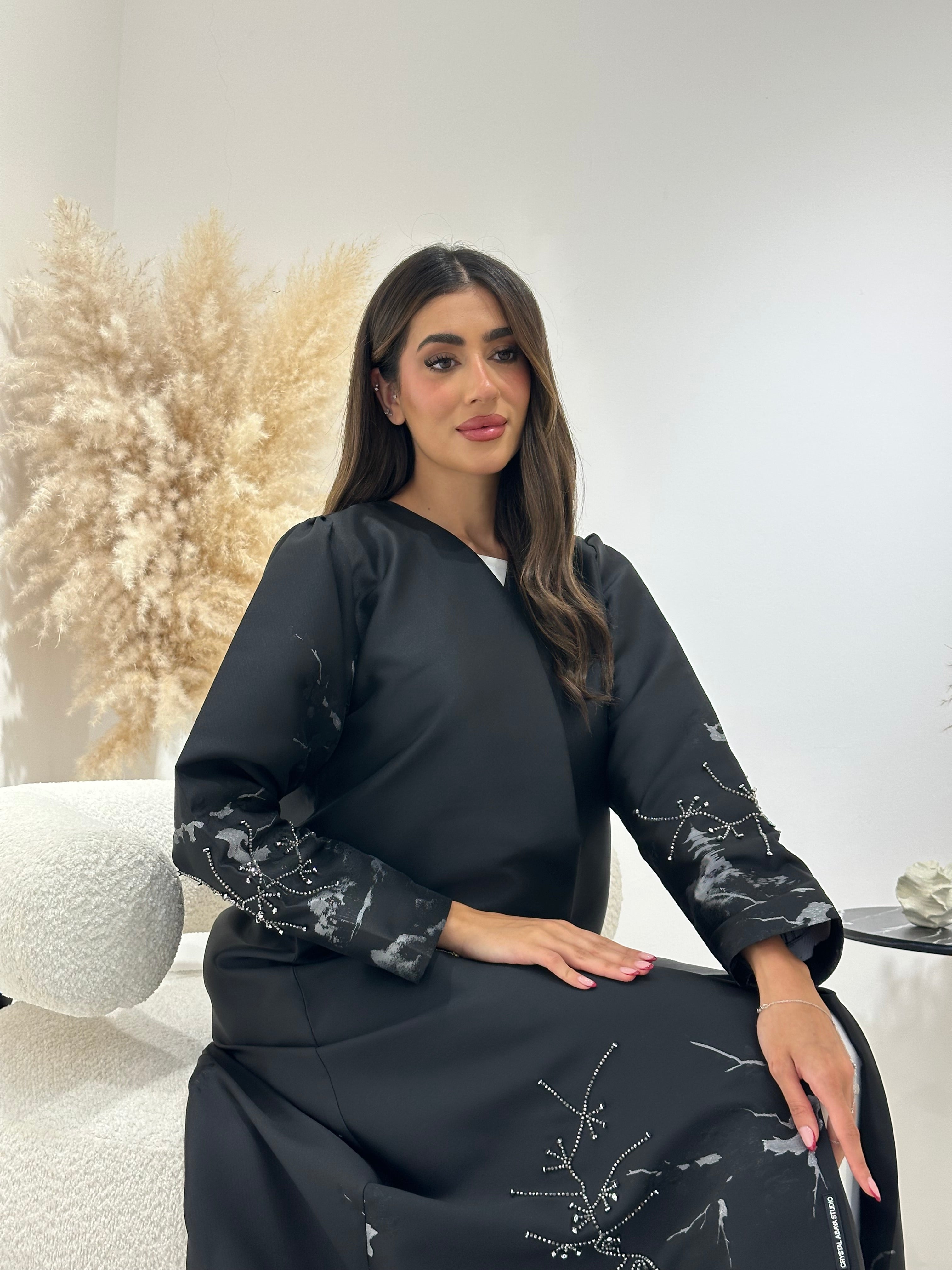 C 1260 Black Beaded Abaya